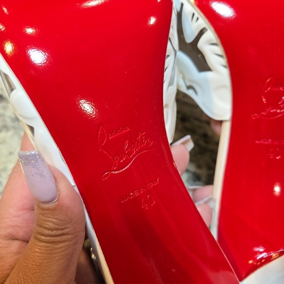 NEW Christian Louboutin Apostropha Petunia Mule 80mm White Size 40 - Picture 10 of 11
